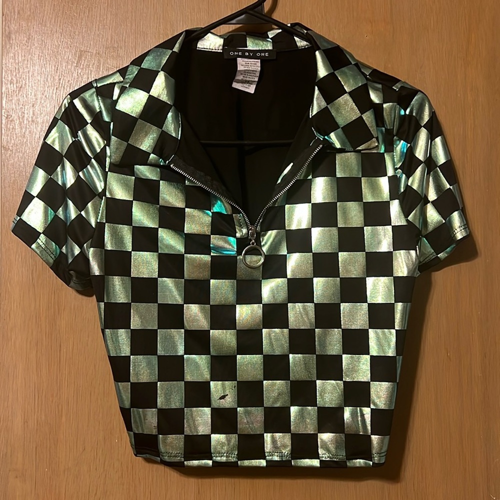 Checkered green crop top